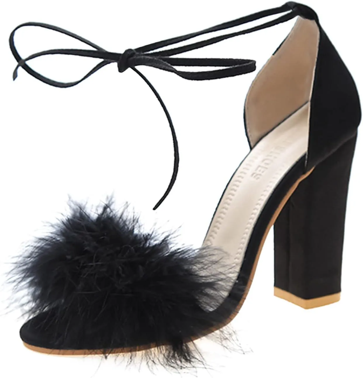 Women's Sandal Ankle Strap Fleece Ankle Strap Block Heels Sandals Open Toe High Heel Pump For Part𝐲 Evening