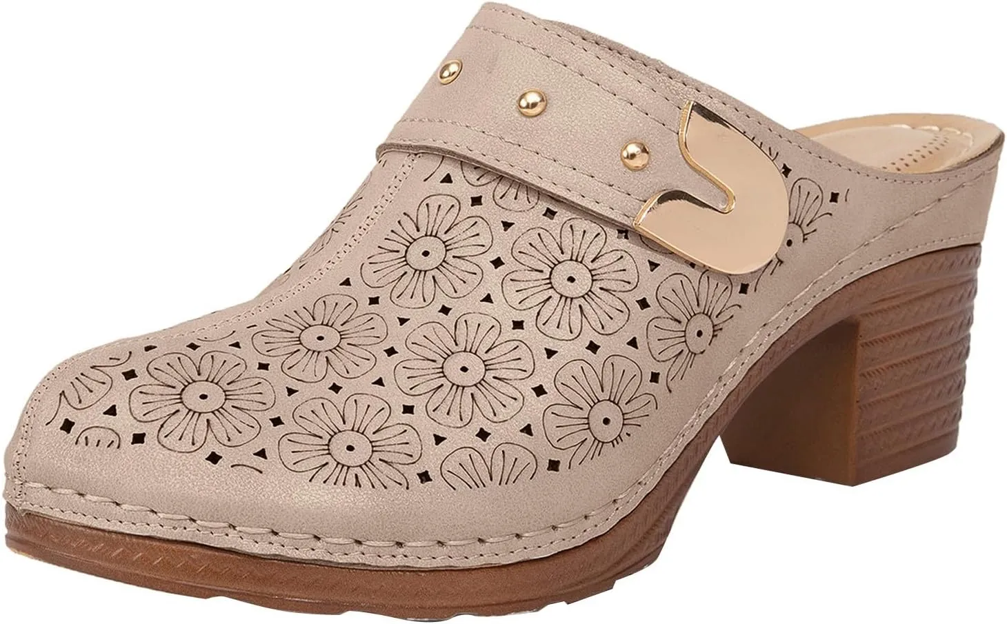 Women's Sandal Heels,Two Strap Open Toe Platform Slip-on Chunky Heels Sandals For Women Comfortable Walking Casual Dressy Summer Mules Shoes