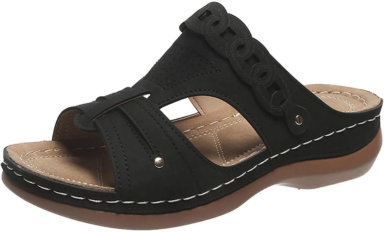 Womens Slip on Wedge Sandals Comfortable Fish Mouth Open Toe Platform Slippers Summer Lightweight Casual Outdoor Non-Slip Shoes Slides
