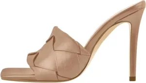 Women's Square Toe Black Mules - Thin High Heel Slip On Summer Sandals