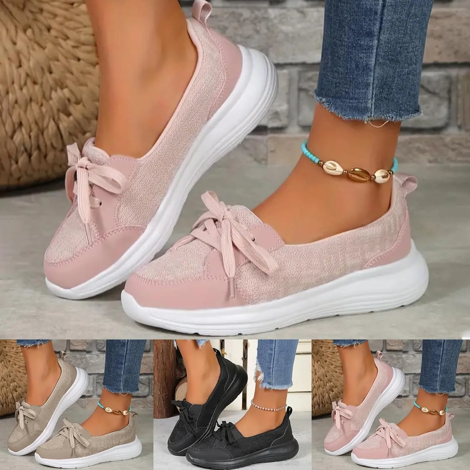 Womens Walking Shoes 2024 New Orthopedic Shoes Breathable Slip On Arch Support Non-Slip Sneakers Comfortable Loafers