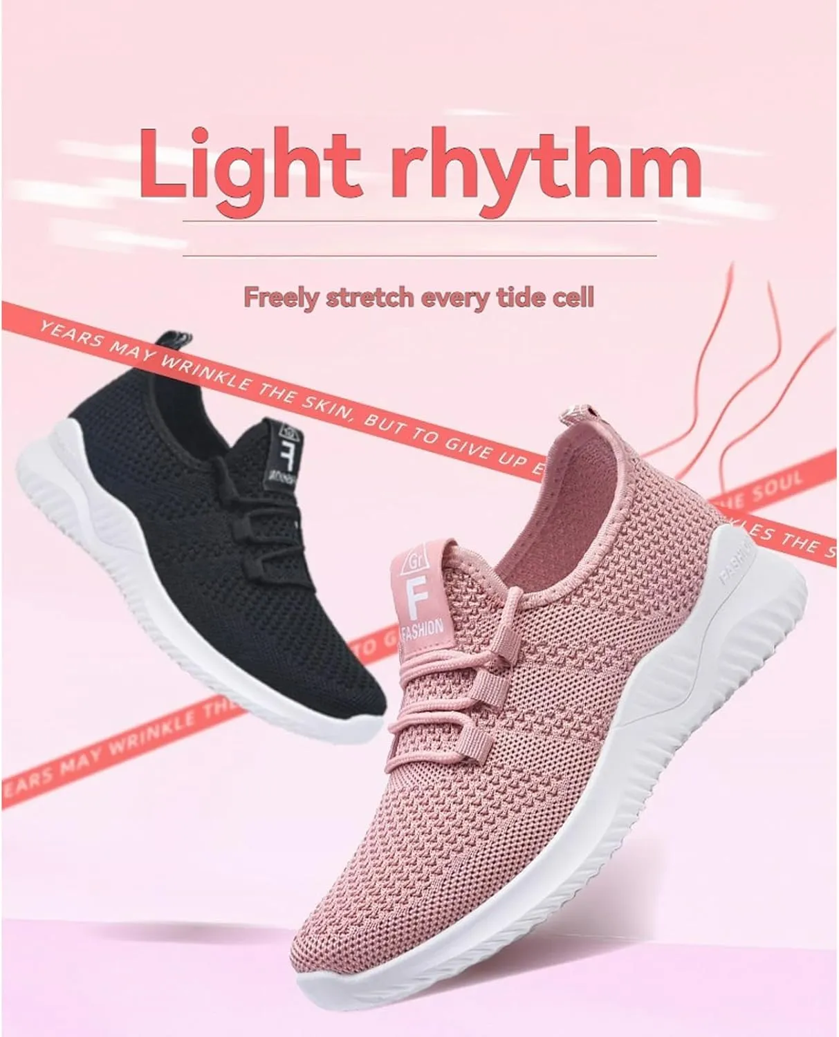 Womens Walking Shoes 2025 Non Slip Lightweight Breathable Mesh Running Shoes Casual Comfortable Slip On Sneakers Sports Workout Gym Shoe for Gym Travel Work