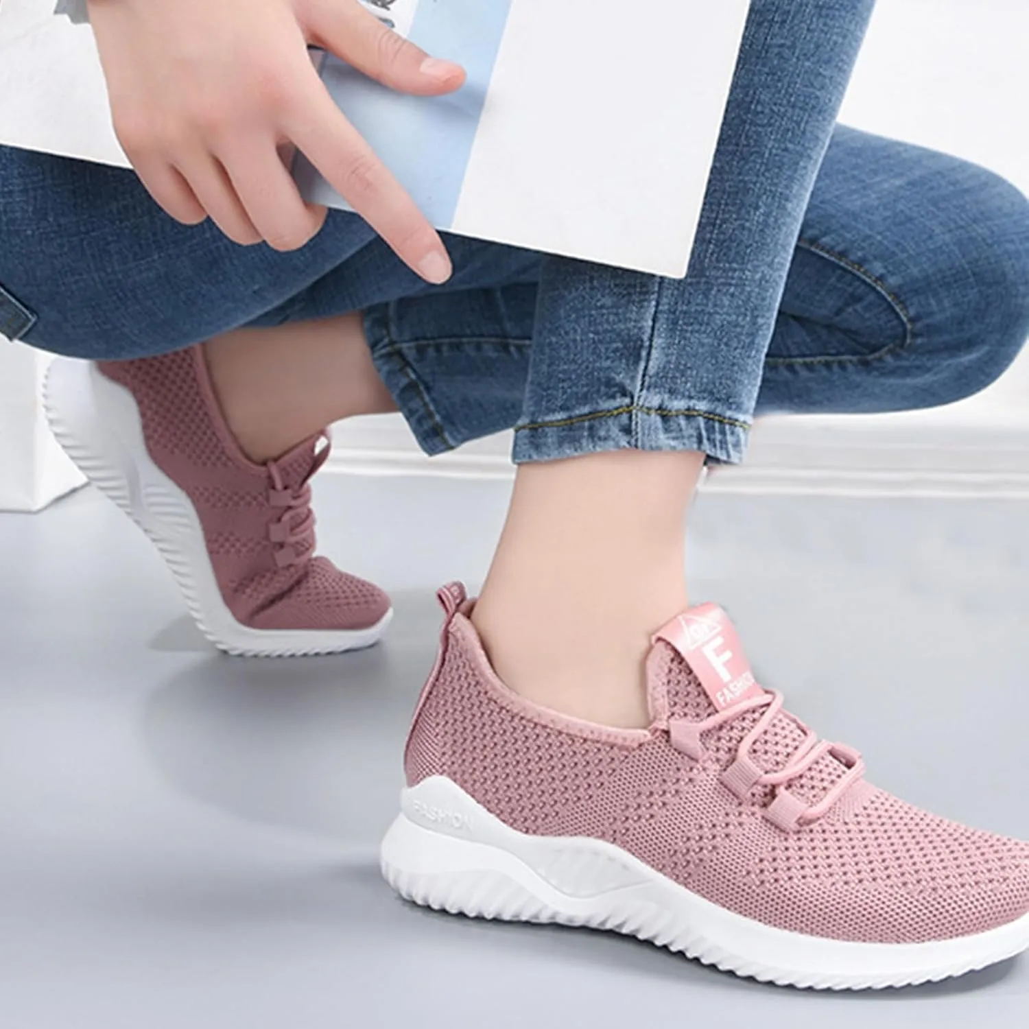 Womens Walking Shoes 2025 Non Slip Lightweight Breathable Mesh Running Shoes Casual Comfortable Slip On Sneakers Sports Workout Gym Shoe for Gym Travel Work