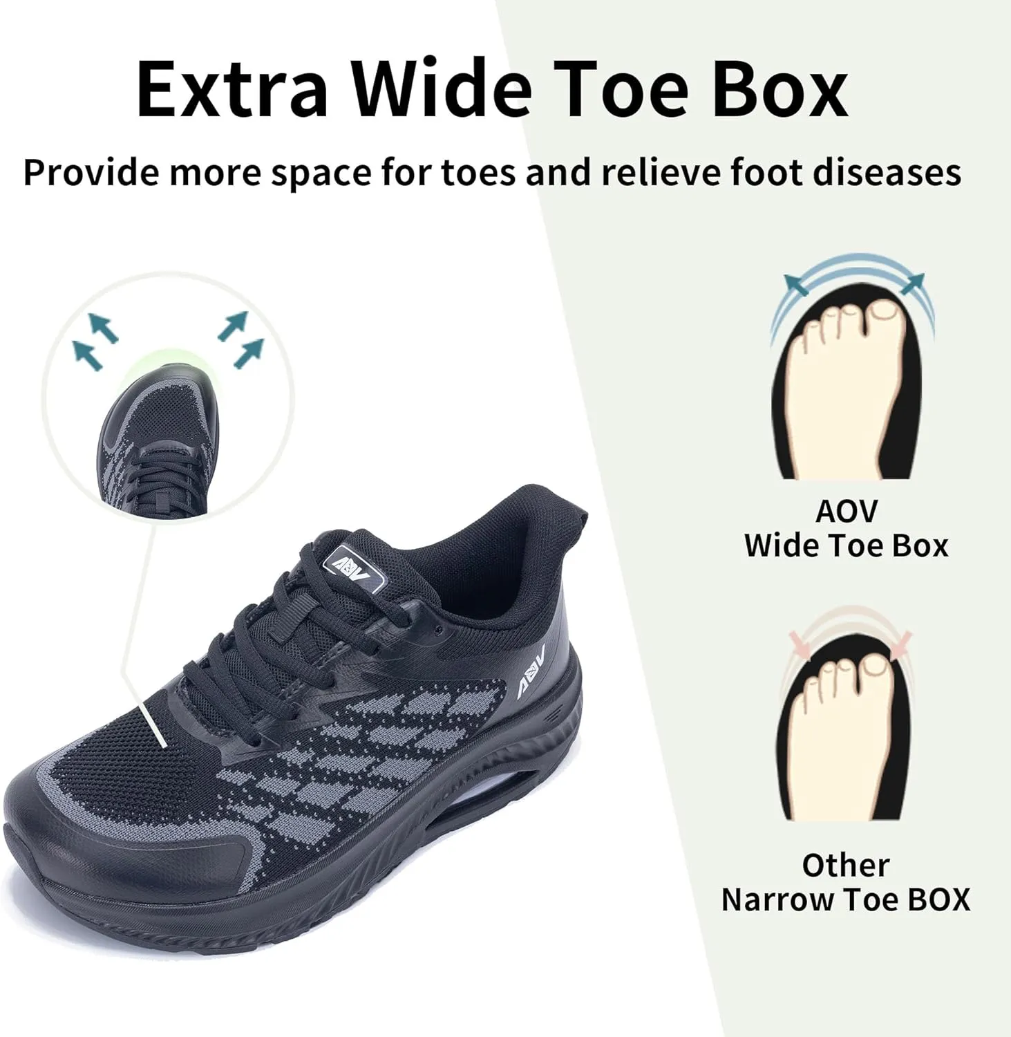 Womens Wide Toe Box Shoes with Arch Support Walking Shoes for Plantar Fasciitis Sneakers Orthotic Air Tennis Sneakers