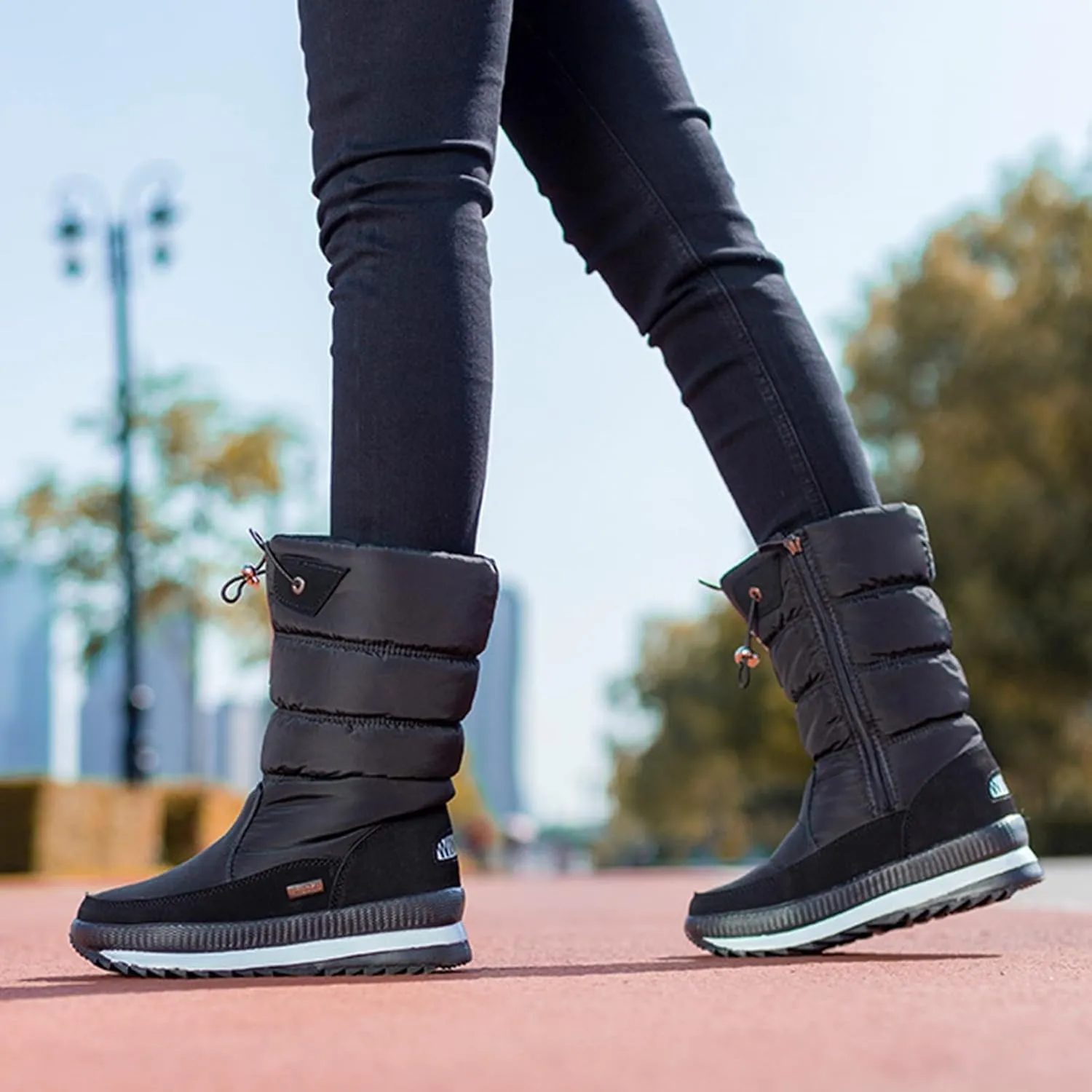 Womens Winter Boots Waterproof Insulated,Casual High Top Walking Slip On Winter Shoes for Women,Lightweight Comfortable Fur Lined Warm Snow Boots for Women