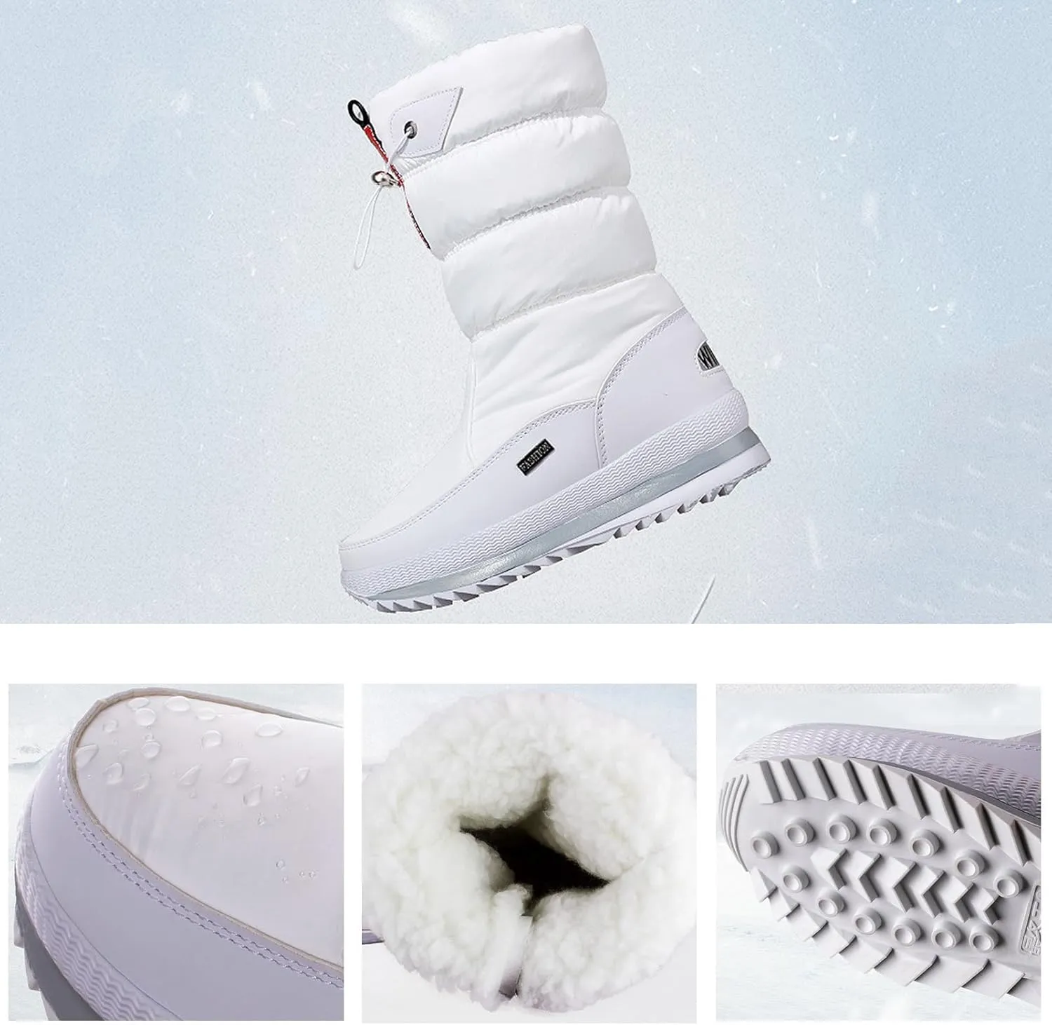 Womens Winter Boots Waterproof Insulated,Casual High Top Walking Slip On Winter Shoes for Women,Lightweight Comfortable Fur Lined Warm Snow Boots for Women