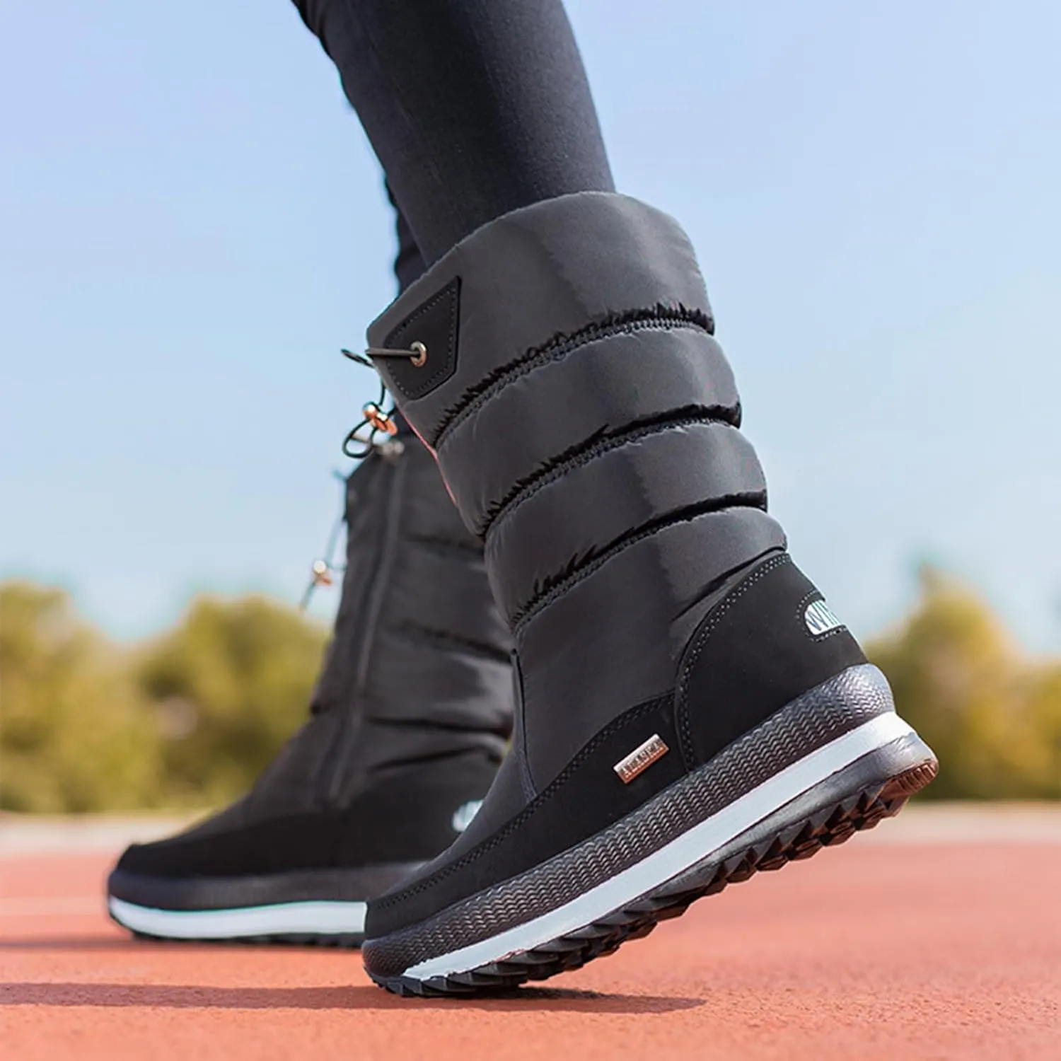 Womens Winter Boots Waterproof Insulated,Casual High Top Walking Slip On Winter Shoes for Women,Lightweight Comfortable Fur Lined Warm Snow Boots for Women