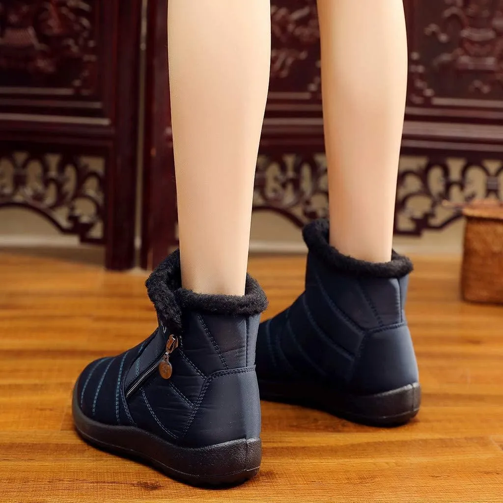 Women's Winter Snow Ankle Boots Fur Lined Waterproof Outdoor Slip On Booties Sneakers Anti-Slip Lightweight Ankle Bootie