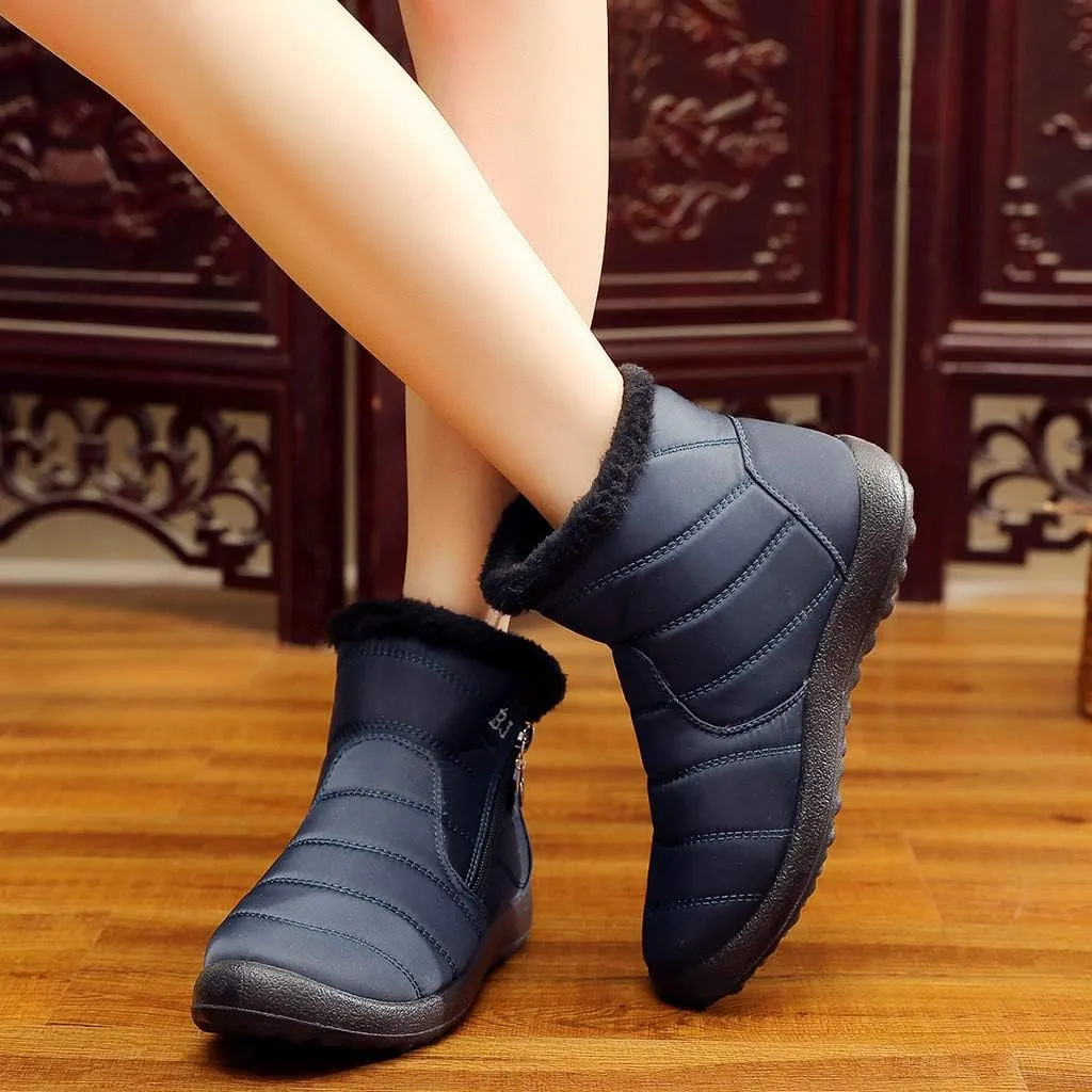 Women's Winter Snow Ankle Boots Fur Lined Waterproof Outdoor Slip On Booties Sneakers Anti-Slip Lightweight Ankle Bootie