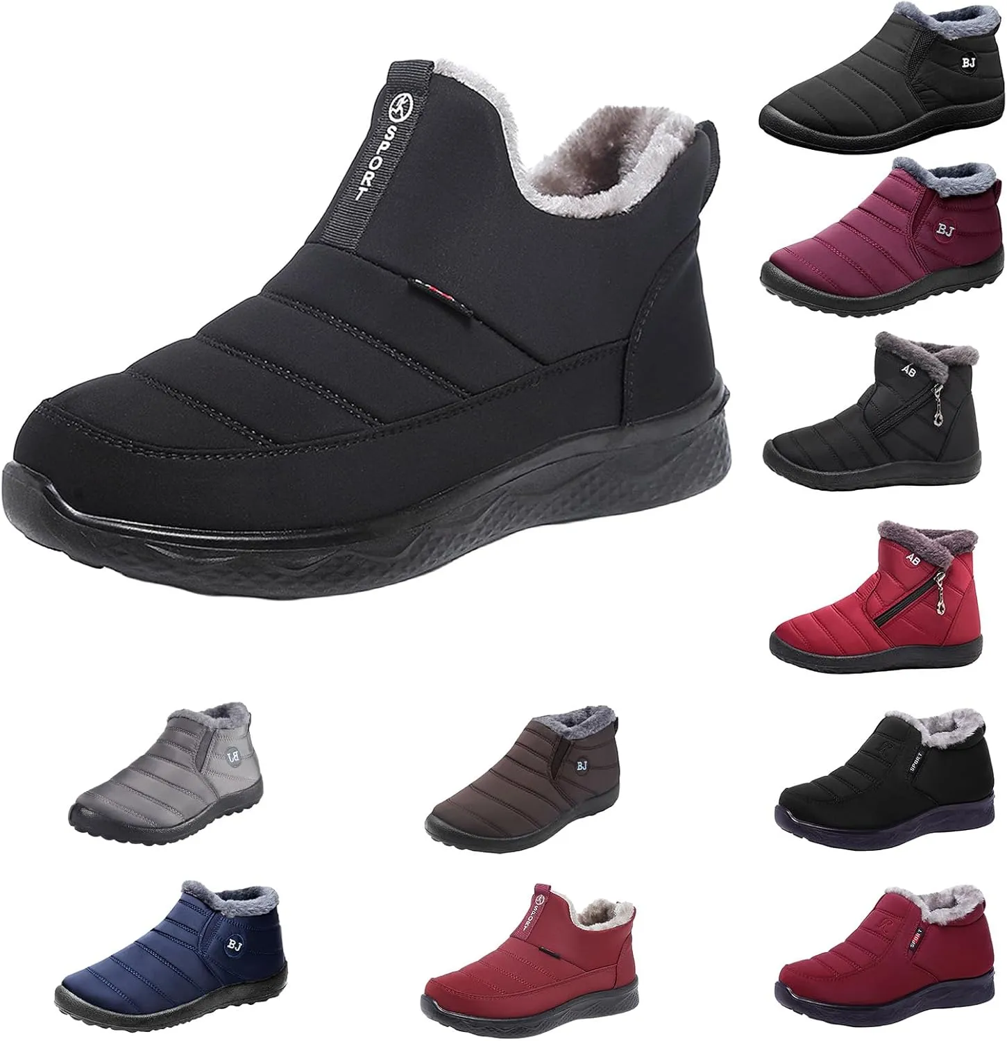 Womens Winter Snow Boots Ankle Booties Warm Fur Lined Waterproof Insulated Slip On Outdoor Shoes Anti-Slip Sneaker