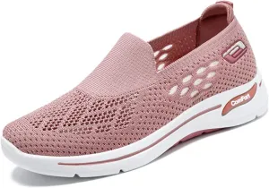 Womens Woven Orthopedic Shoes Breathable Soft Mesh Diabetic Shoes Go Walk Slip on Sneakers Casual Lightweight Comfortable Sneakers with Arch Support Outdoor Walking Tennis Sports Hands Free Loafers