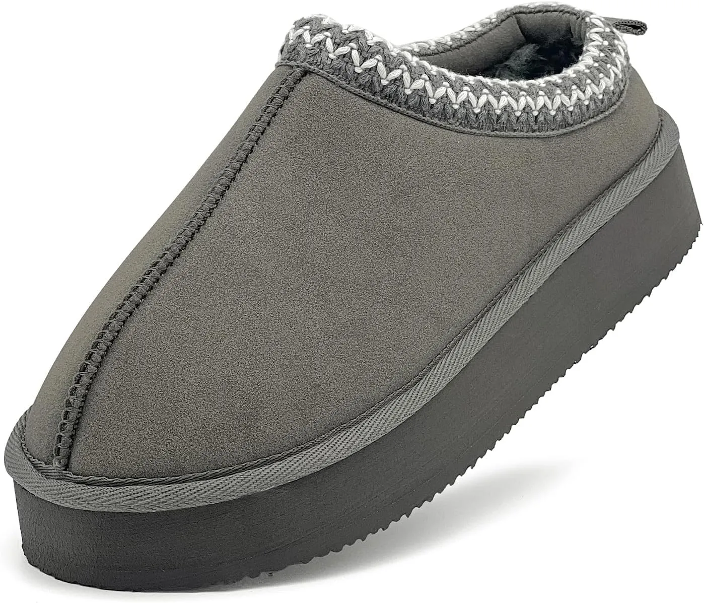 Xinran & Shengli Women's Platform Mules - Winter Memory Foam Slippers for Indoor & Outdoor, Cozy Suede Fur Fleece Lined