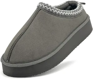 Xinran & Shengli Women's Platform Mules - Winter Memory Foam Slippers for Indoor & Outdoor, Cozy Suede Fur Fleece Lined