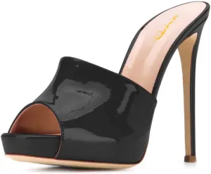 XYD Women Platform Slippers Slip On Stilettos Slides Sexy High Heel Mules Open Almond Toe Fashion Sandals Shoes