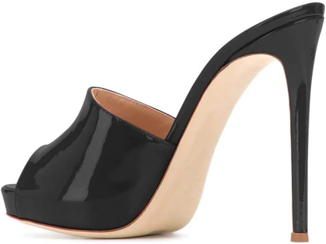 XYD Women Platform Slippers Slip On Stilettos Slides Sexy High Heel Mules Open Almond Toe Fashion Sandals Shoes