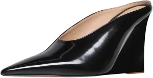 XYD Women's Sharp Pointed Toe Mules Slides Slip On Wedges High Heel Sandals Backless Chic Party Club Dress Shoes