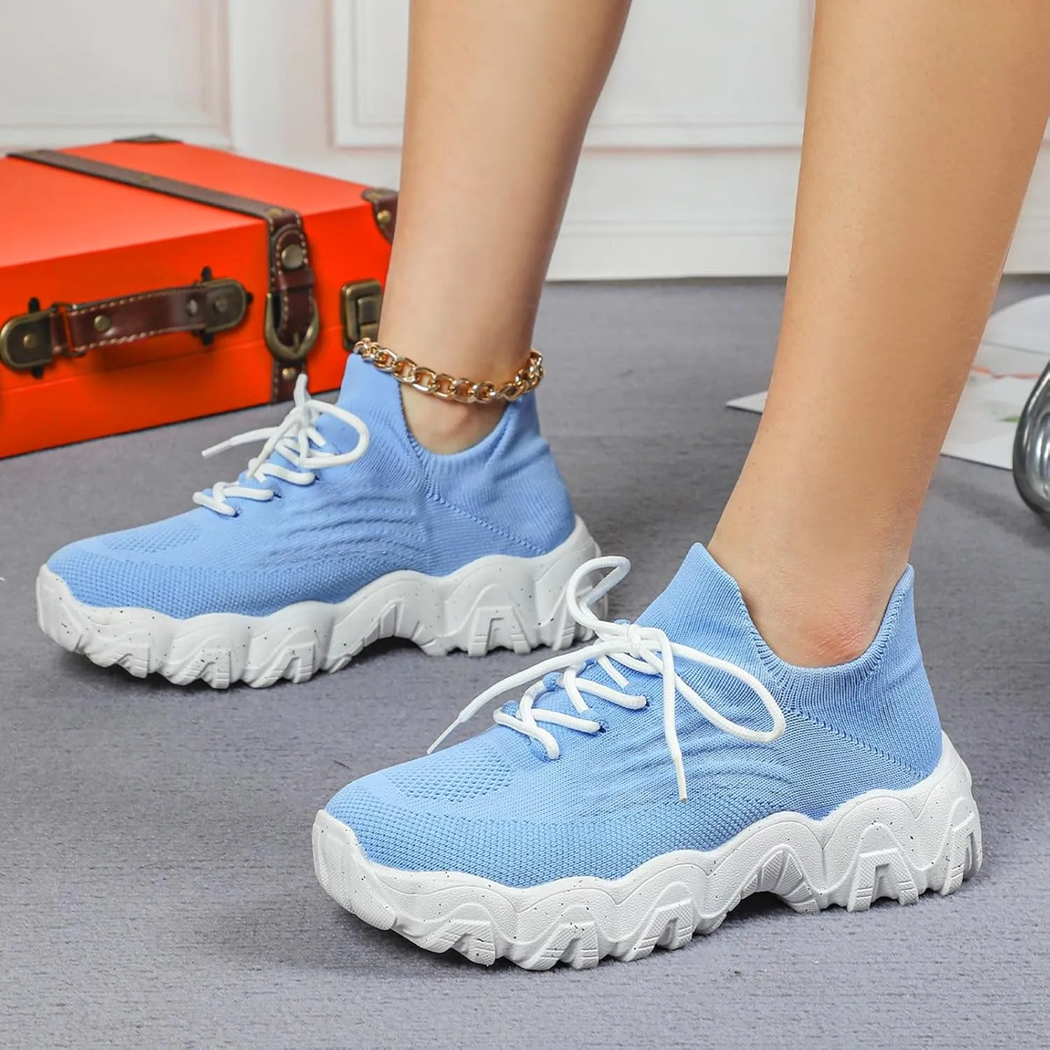 ZSpzx 2025 Summer Lace Up Low Top Slip On Sneakers, Women's Comfortable Breathable Knitted Sneakers, Casual Walking Shoes for Women,Lightweight Mesh Running Shoes,Women's Mesh Orthopedic Sneakers