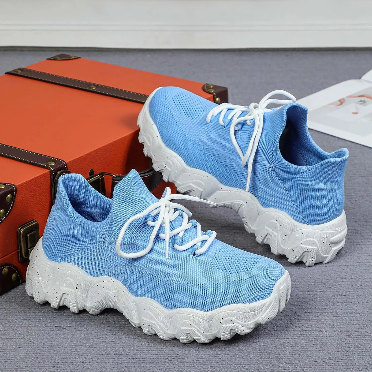 ZSpzx 2025 Summer Lace Up Low Top Slip On Sneakers, Women's Comfortable Breathable Knitted Sneakers, Casual Walking Shoes for Women,Lightweight Mesh Running Shoes,Women's Mesh Orthopedic Sneakers