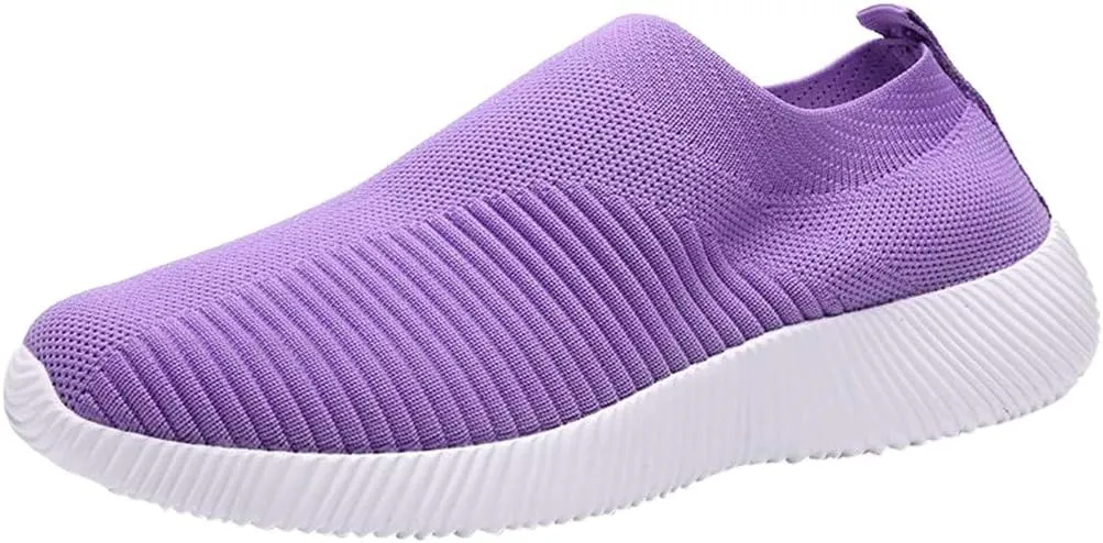 ZSpzx Quick Dry Casual Boat Shoes for Women Ladies Flat Fashion Casual Loafers Slip On Low Top Mesh Breathable Elastic Athletic Non Slip Tennis Jogging Sneakers for Gym Travel Daily Wear