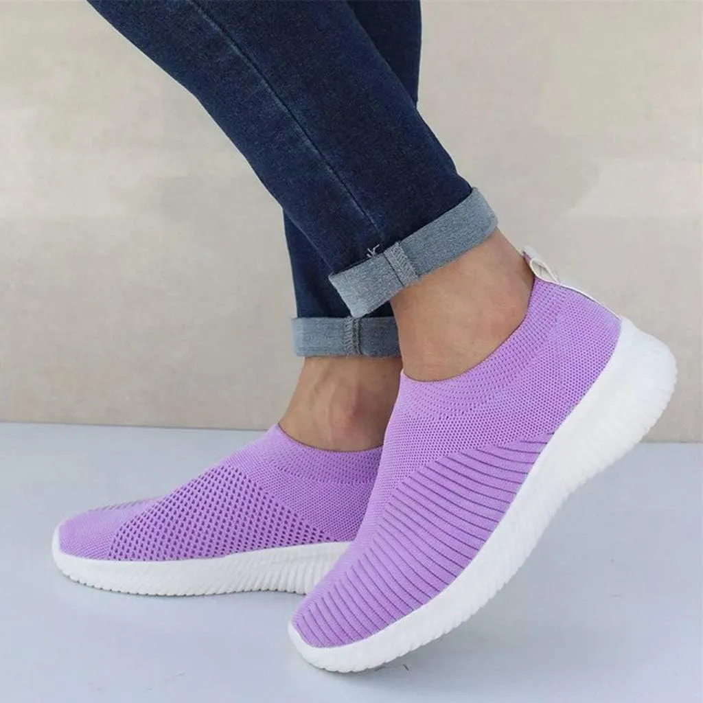 ZSpzx Quick Dry Casual Boat Shoes for Women Ladies Flat Fashion Casual Loafers Slip On Low Top Mesh Breathable Elastic Athletic Non Slip Tennis Jogging Sneakers for Gym Travel Daily Wear