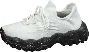 ZSpzx Women's Comfortable Breathable Knitted Sneakers, 2025 Summer Lace Up Low Top Slip On Sneakers, Casual Walking Shoes for Women,Lightweight Mesh Running Shoes,Women's Mesh Orthopedic Sneakers