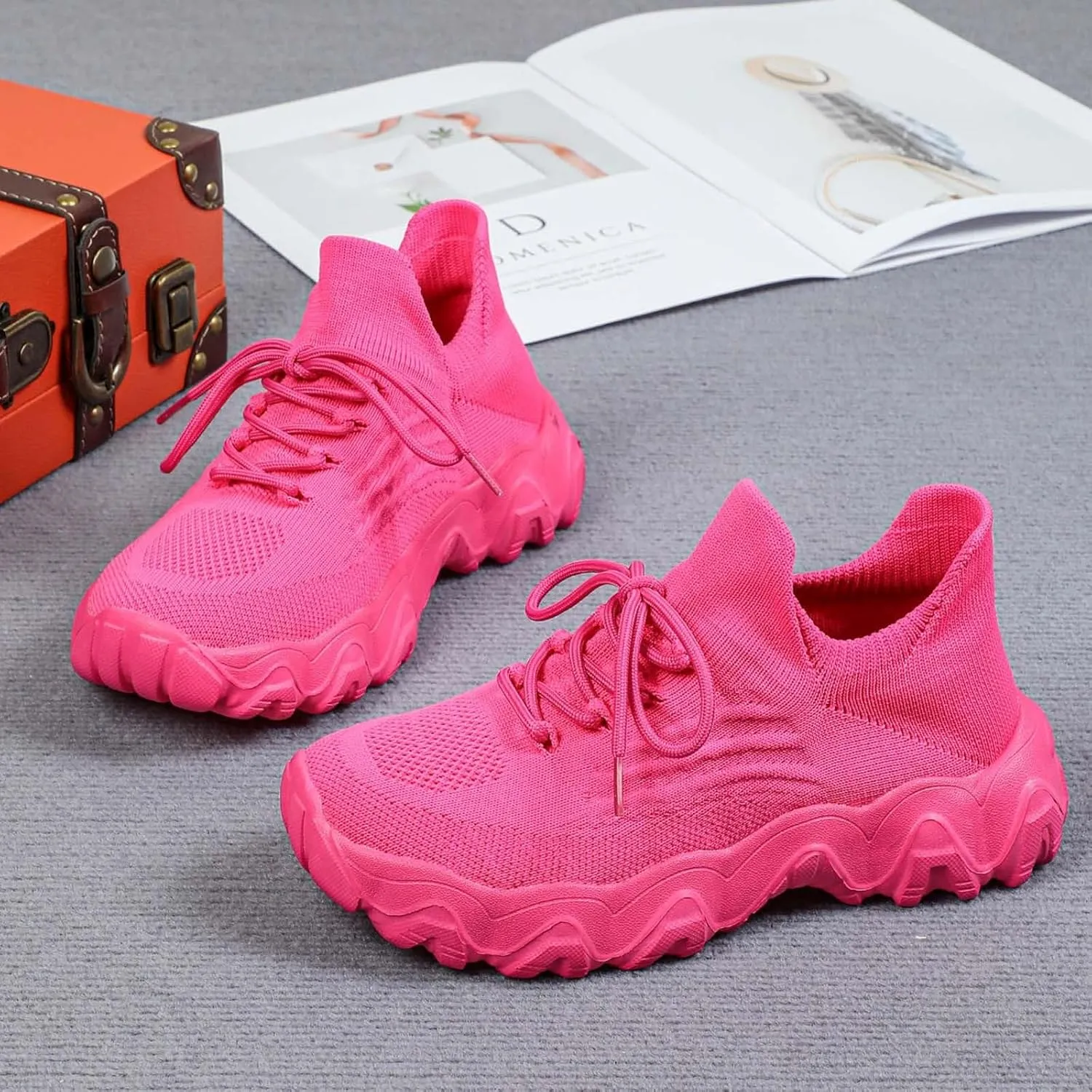 ZSpzx Women's Comfortable Breathable Knitted Sneakers, 2025 Summer Lace Up Low Top Slip On Sneakers, Casual Walking Shoes for Women,Lightweight Mesh Running Shoes,Women's Mesh Orthopedic Sneakers