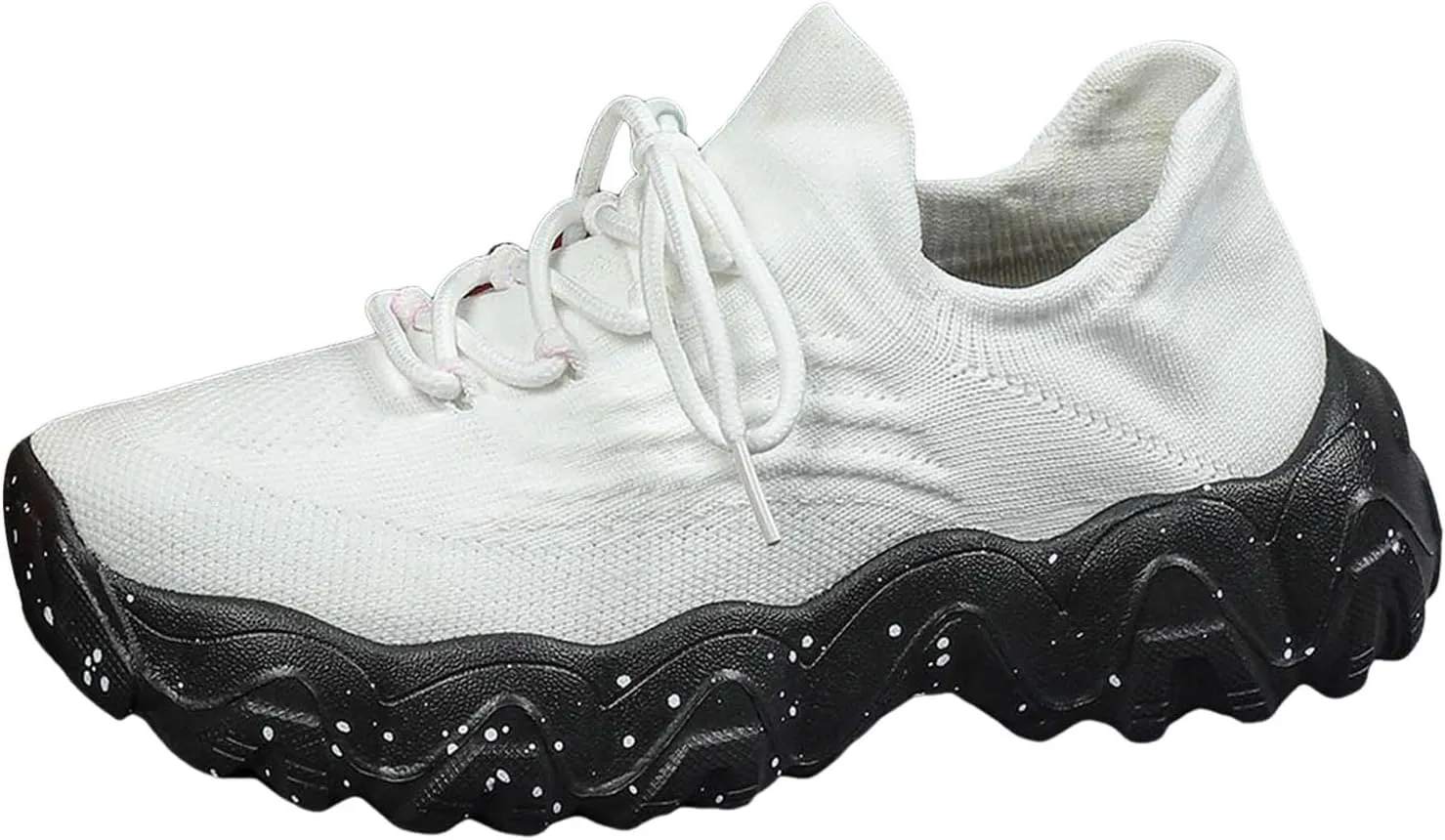 ZSpzx Women's Comfortable Breathable Knitted Sneakers, 2025 Summer Lace Up Low Top Slip On Sneakers, Casual Walking Shoes for Women,Lightweight Mesh Running Shoes,Women's Mesh Orthopedic Sneakers