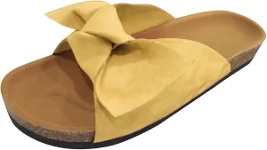 ZSpzx Women's Slide Sandals Orthopedic Low Wedge Sandal Open Toe Twist Knot Bow Slip On Slides Ladies Arch Support Summer Comfortable Slippers Casual Shoes Recovery Mules Wide Shoe for Daily Wear