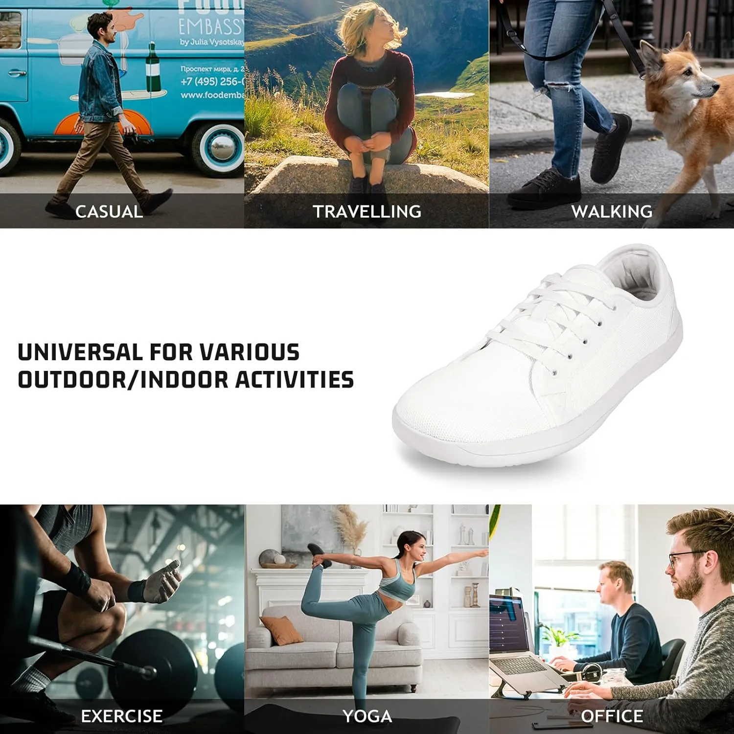 ZVC Barefoot Shoes Men Wide Toe Box Shoes Knitted Zero Drop Sole Sneakers for Mens Minimalist Footwear