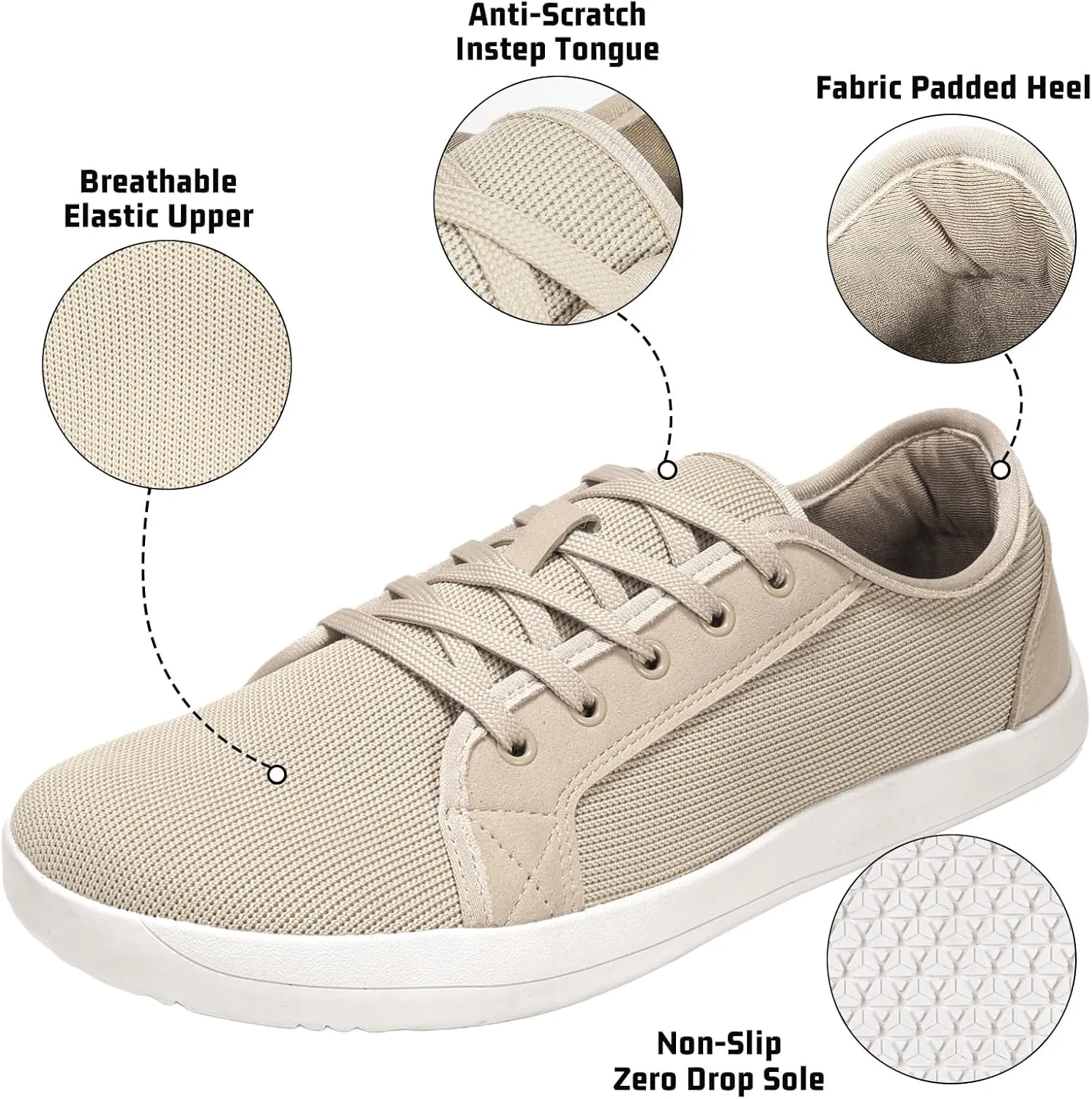 ZVC Barefoot Shoes Men Wide Toe Box Shoes Knitted Zero Drop Sole Sneakers for Mens Minimalist Footwear