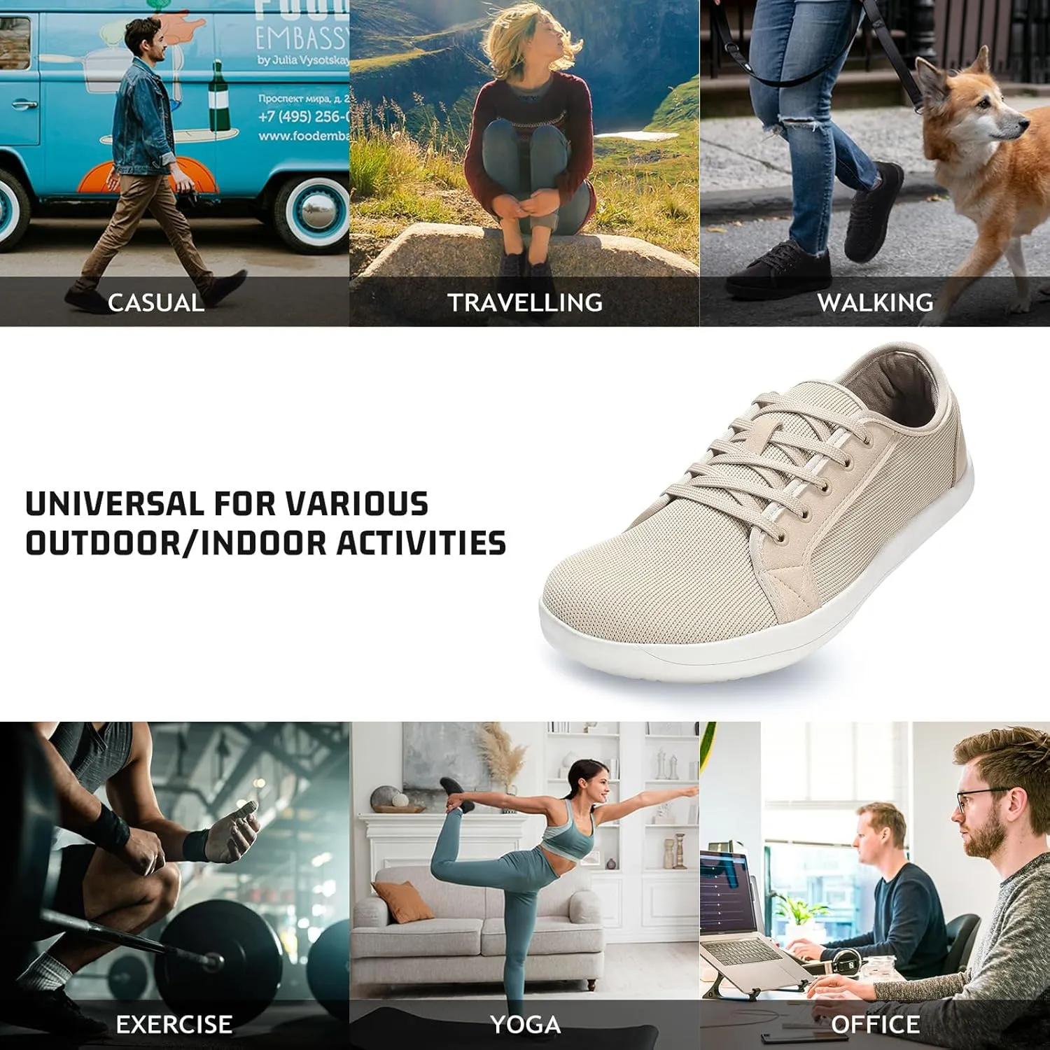 ZVC Barefoot Shoes Men Wide Toe Box Shoes Knitted Zero Drop Sole Sneakers for Mens Minimalist Footwear