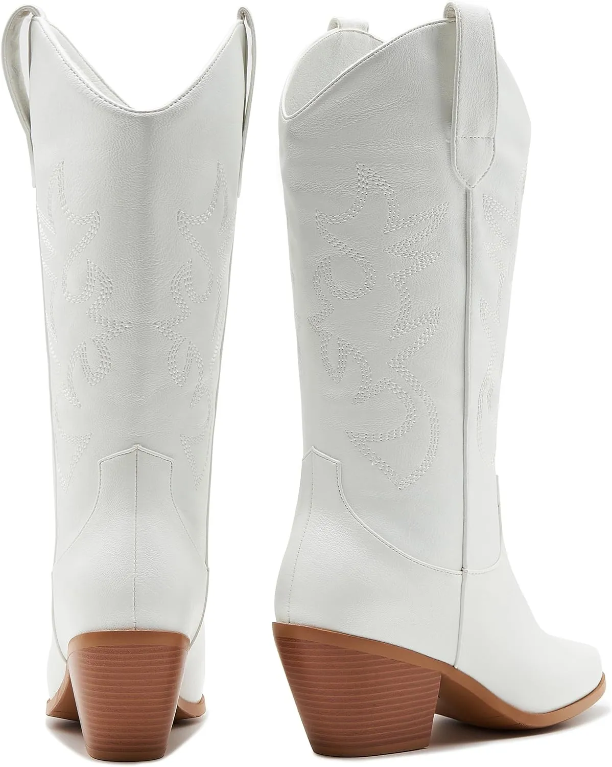 ZXHYZLZ Western Cowboy Boots for Women - Mid Calf Embroidered Cowgirl Boots, Slip On Pointed Toe Chunky Heel Fashion Retro Classic Boots